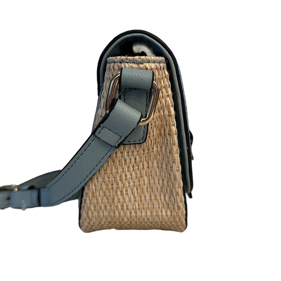 Izzy & Ali Small Natural Rattan and Light Blue Crossbody Bag OS - Picture 6 of 12